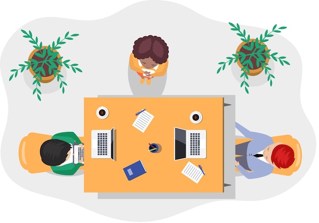 Concepto de trabajo de conexión de oficina de negocios Hombres de negocios comunicándose hablando de proyecto