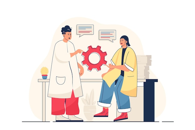 Concepto de trabajo en equipo para banner web Los colegas discuten las tareas laborales generan una lluvia de ideas