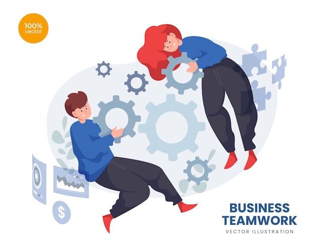 Concepto de trabajo en equipo empresarial con hombre y mujer de negocios como equipo
