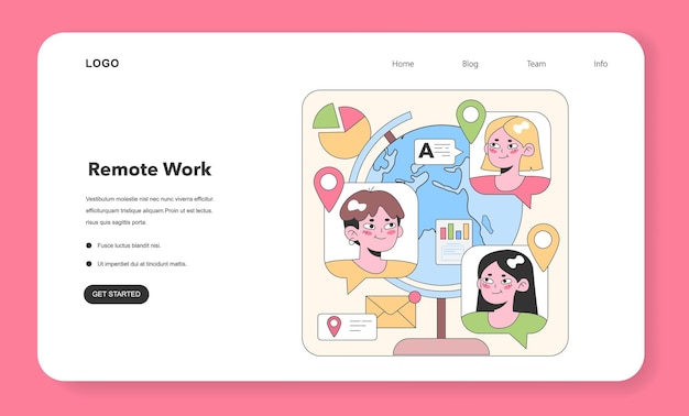 Concepto de trabajo en equipo global equipo diverso se comunica a través del globo digital compartiendo conocimientos y datos