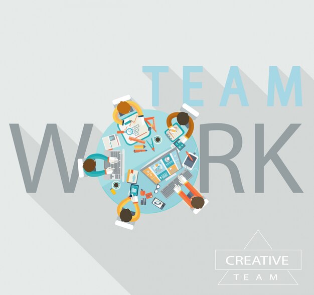 Concepto de trabajo en equipo, vector.