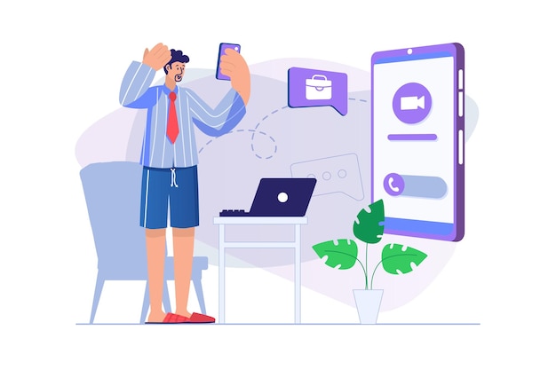 Concepto de trabajo independiente con escena de personas Ilustración vectorial