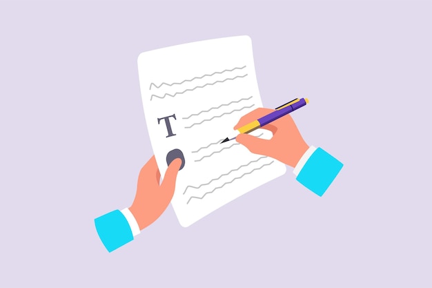 Concepto de trabajo informático escritura de texto publicación ilustración vectorial plana de colores aislada