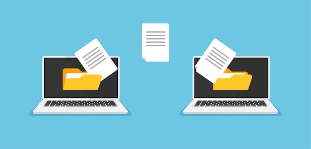 Concepto de transferencia de archivos Carga de documentos en copia de Internet para almacenamiento en la nube o proceso de descarga de pc