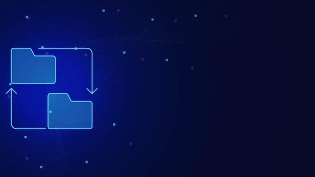 Concepto de transferencia de datos o intercambio de información Carpeta con flechas para la tecnología del sistema de transferencia