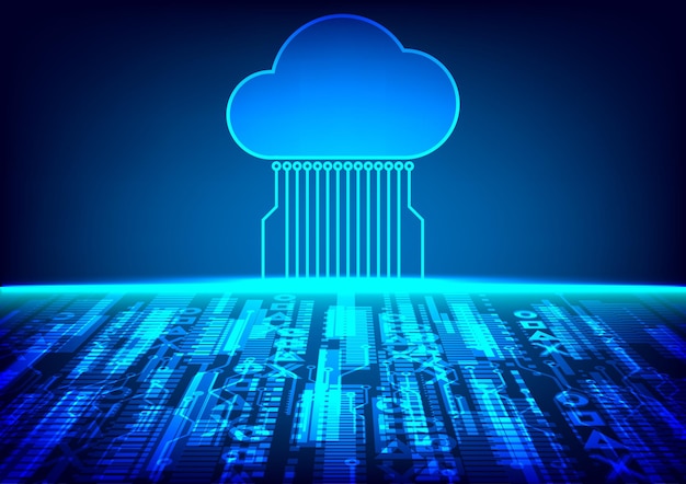 Concepto de transferencia de datos de tecnología de computación en nube Polígonos interconectados en un fondo azul oscuro