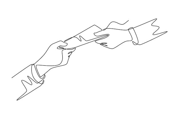 Concepto de transferencia de dinero Diseño de dibujo de línea única Ilustración gráfica vectorial