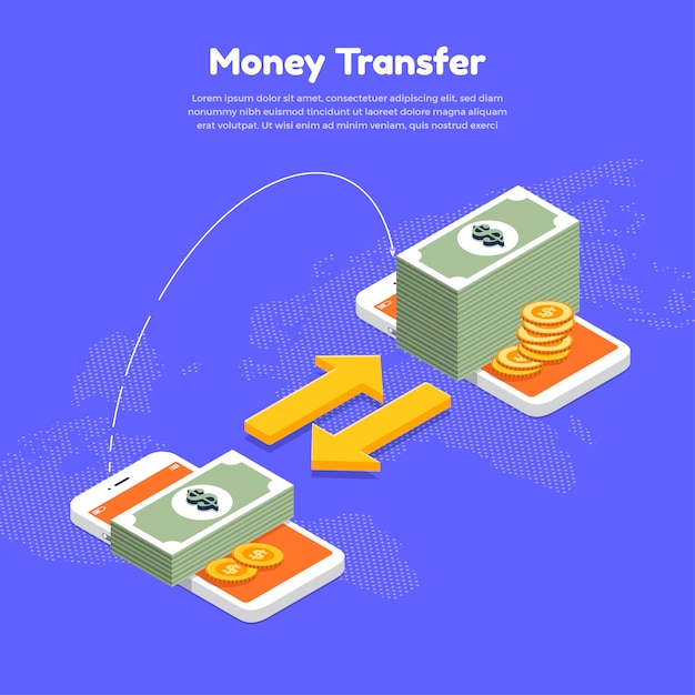 Vector concepto de transferencia de dinero