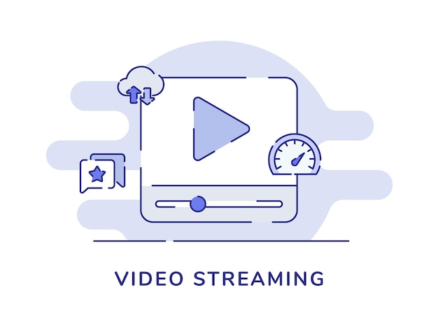 Concepto de transmisión de video reproducir el símbolo de video en la pantalla