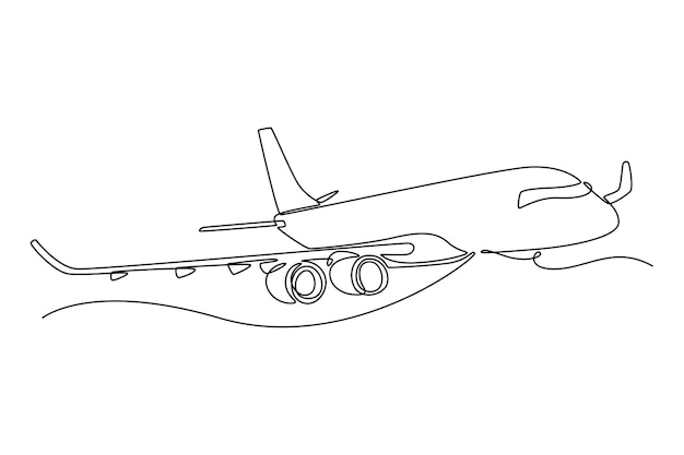Concepto de transporte aéreo de aviones comerciales Diseño de dibujo de línea única Ilustración gráfica vectorial