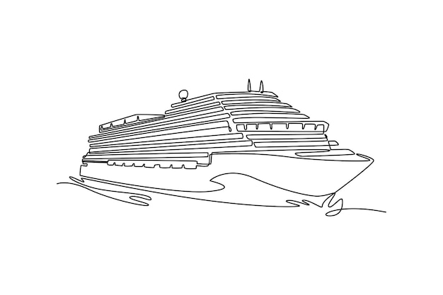 Concepto de transporte marítimo Diseño de dibujo de línea única Ilustración gráfica vectorial