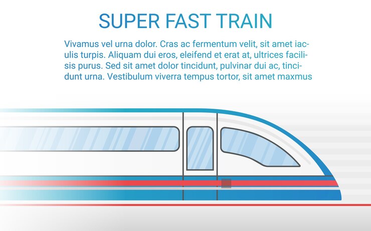 Vector concepto de tren de ferrocarril moderno de alta velocidad.