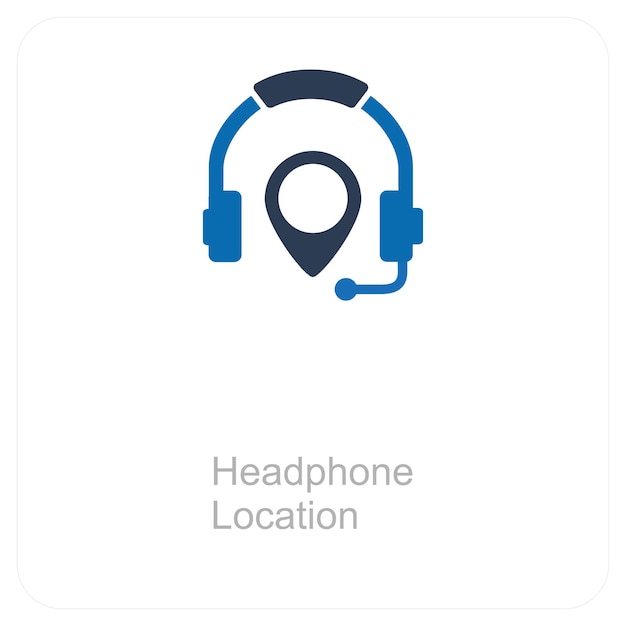 Concepto de ubicación de los auriculares y icono de pin