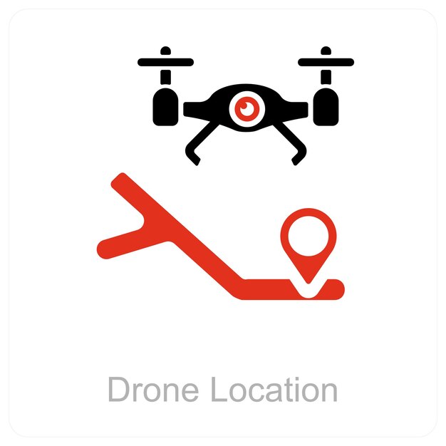 concepto de ubicación de drones e icono de pin