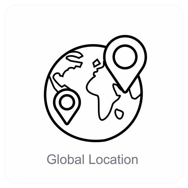 Concepto de ubicación global y icono de ubicación