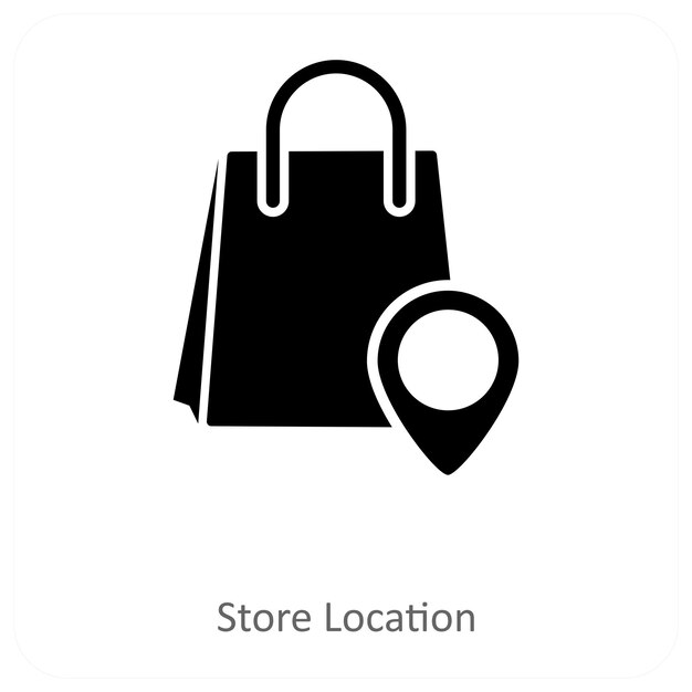 Concepto de ubicación de la tienda y icono de pin