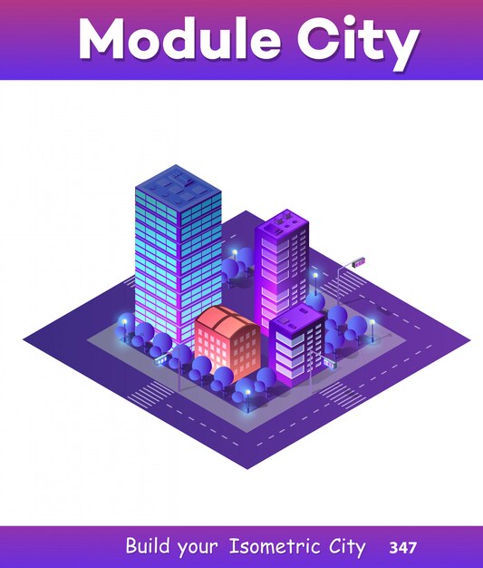 Concepto de ultra ciudad isométrica