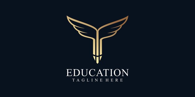 Concepto único de diseño de logotipo de educación Vector Premium