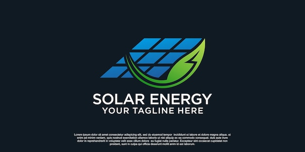 Concepto único de diseño de logotipo de energía solar Premium Vector Parte 1