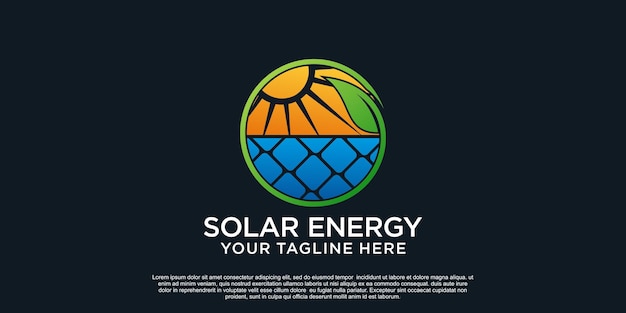 Concepto único de diseño de logotipo de energía solar Premium Vector Parte 2