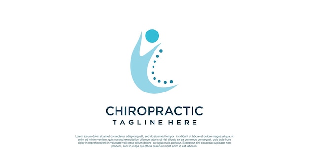 Concepto único de diseño de logotipo de quiropráctica de fisioterapia Vector Premium