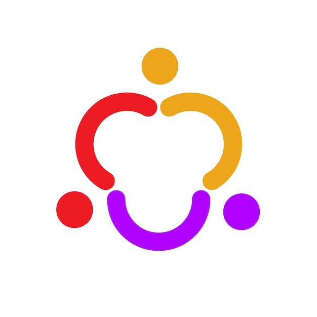 Concepto de unión de personas y comunidad logotipo ilustración vectorial abstracta eps