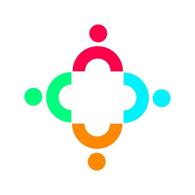 Concepto de unión de personas y comunidad logotipo ilustración vectorial abstracta eps