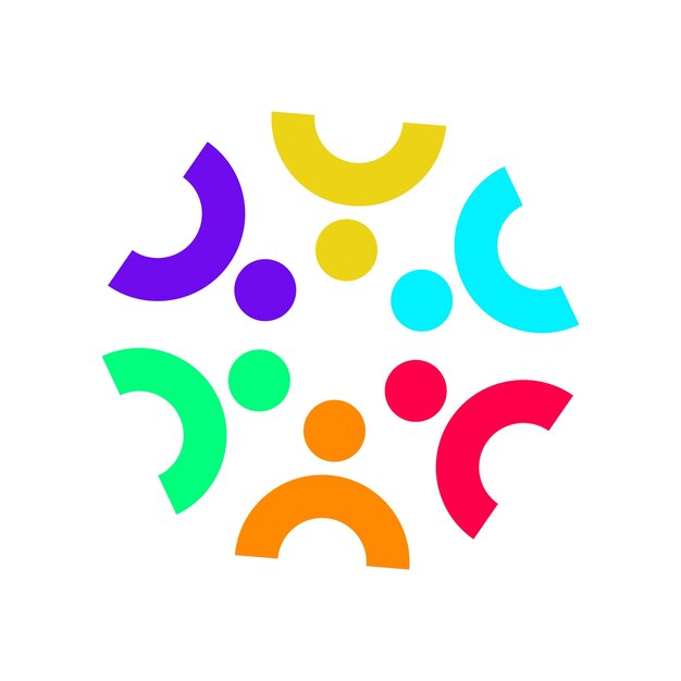 Concepto de unión de personas y comunidad logotipo ilustración vectorial abstracta eps