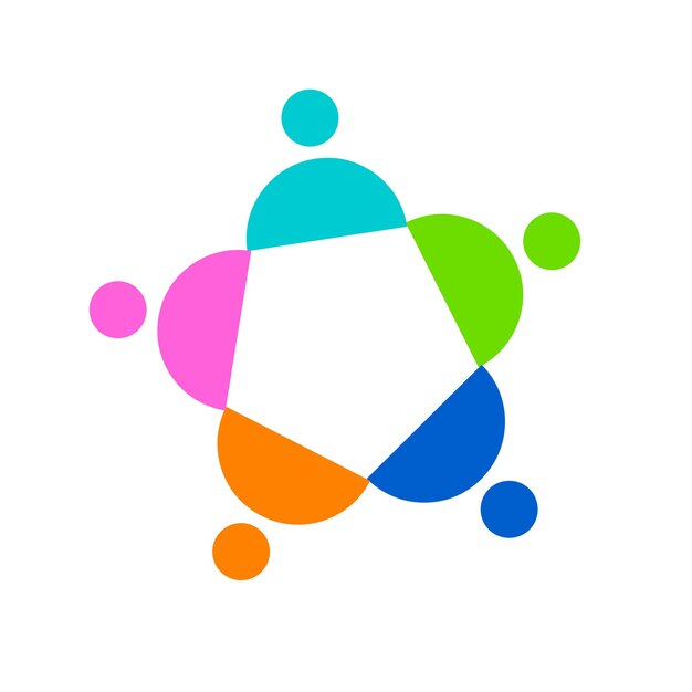 Concepto de unión de personas y comunidad logotipo ilustración vectorial abstracta eps
