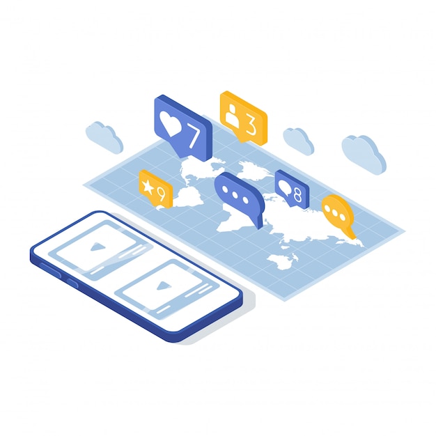 Concepto de uso de un teléfono inteligente para las redes sociales