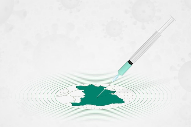 Concepto de vacunación de brasil inyección de vacuna en el mapa de brasil