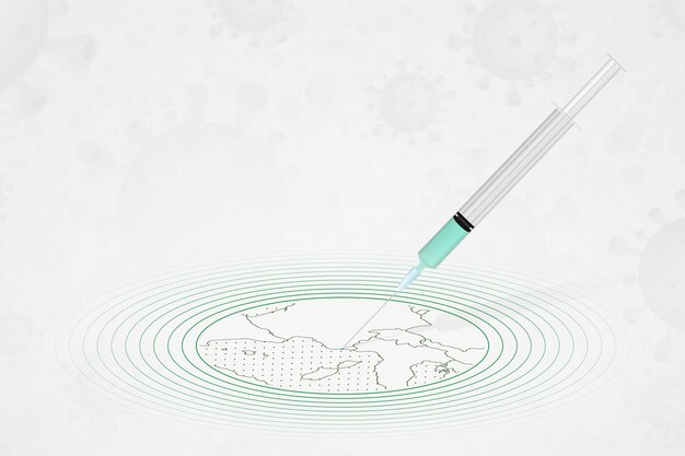 Concepto de vacunación de mónaco inyección de vacuna en el mapa de mónaco