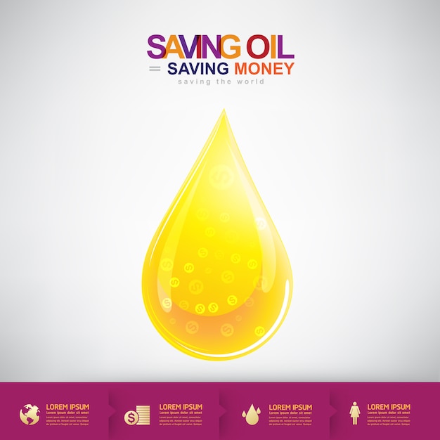 Concepto de vector de aceite ahorro de ahorro de aceite dinero