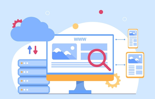 Concepto de vector de alojamiento web