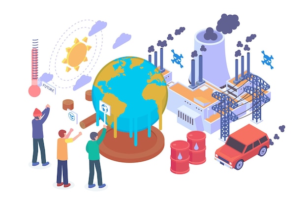 Concepto de vector de calentamiento global isométrico