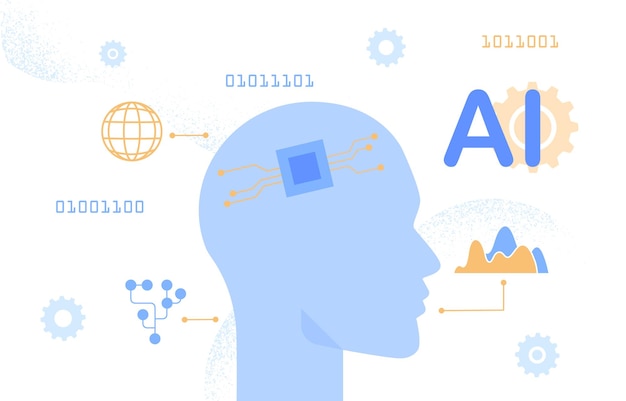 Concepto de vector de cerebro digital de aprendizaje ai