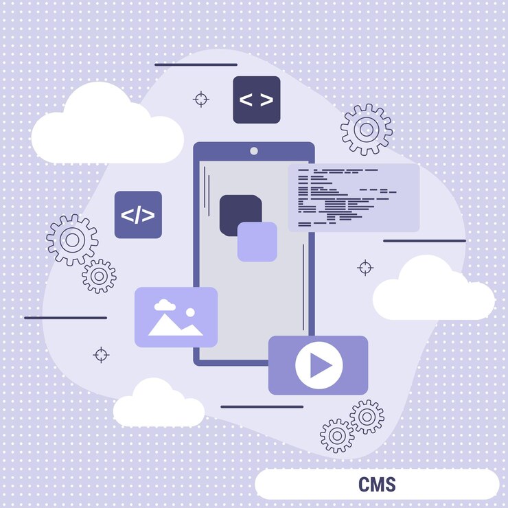 Vector concepto de vector de estilo de diseño plano de sistema de gestión de contenido