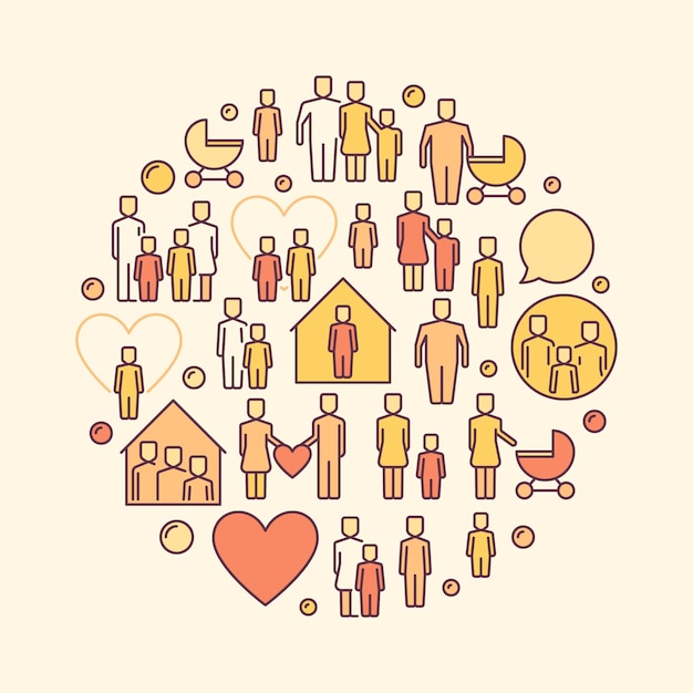 Concepto de vector de familia y padres ronda ilustración moderna