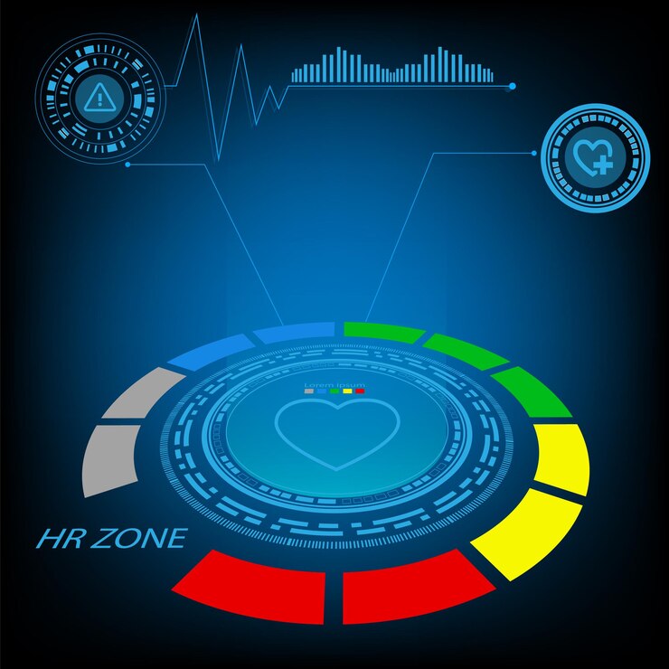 Vector concepto de vector de holograma ai de monitor de frecuencia cardíaca para el negocio de fondo de elemento de tecnología futura