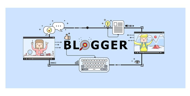 Vector concepto de vector de ilustración de blogger como concepto en banner