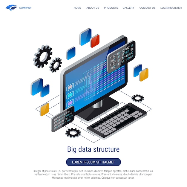 Concepto de vector isométrico 3d de estructura de datos grandes