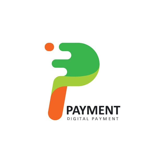 Concepto de vector de letra P para web de diseño de icono de pago digital