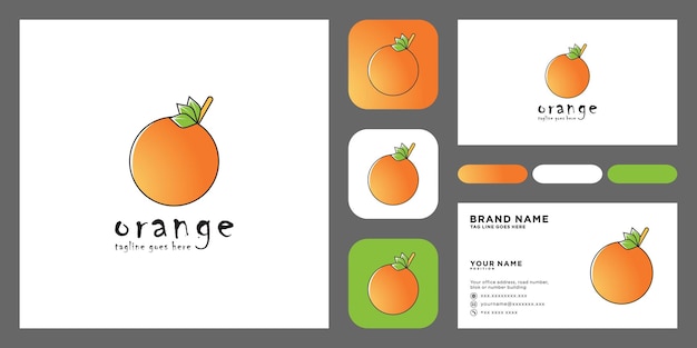 Vector concepto de vector de logotipo de fruta naranja con plantilla de tarjeta de visita