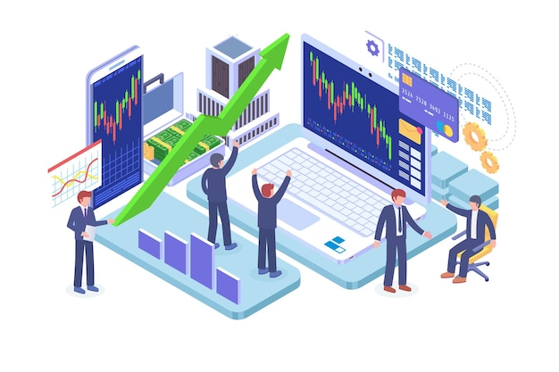 Concepto de vector de mercado de bolsa isométrica