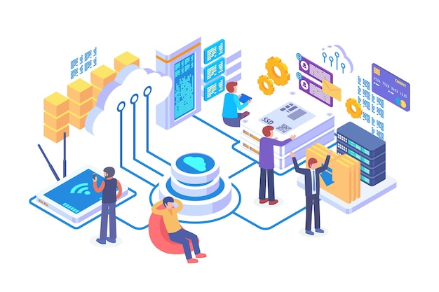Concepto de vector de nube distribuida isométrica