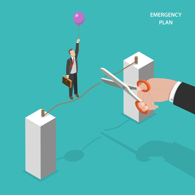 Concepto de vector de plan de emergencia empresarial isométrica.