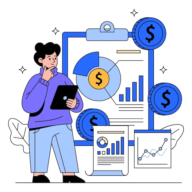 Concepto de vector de planificación financiera plana