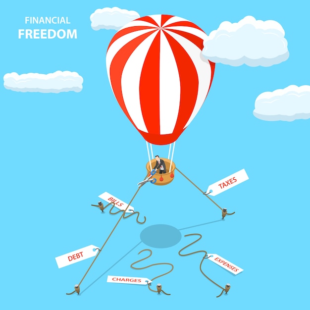 Concepto de vector plano isométrico libertad financiera