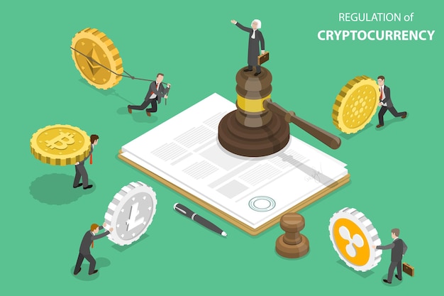 Concepto de vector plano isométrico de regulación de criptomonedas