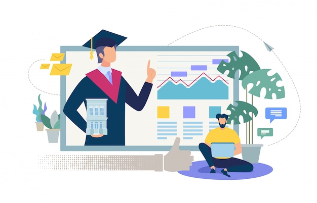 Concepto de Vector plano de servicio de educación en línea